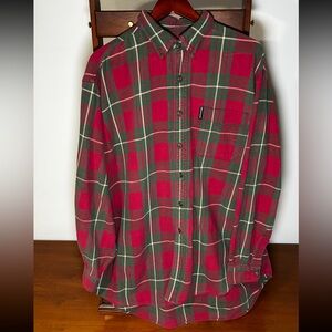 Abercrombie & Fitch Red Green Plaid Men’s Big Shirt XL, Button Down, Long Sleeve
